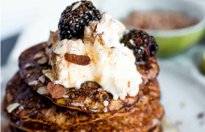 farro pear pancakes