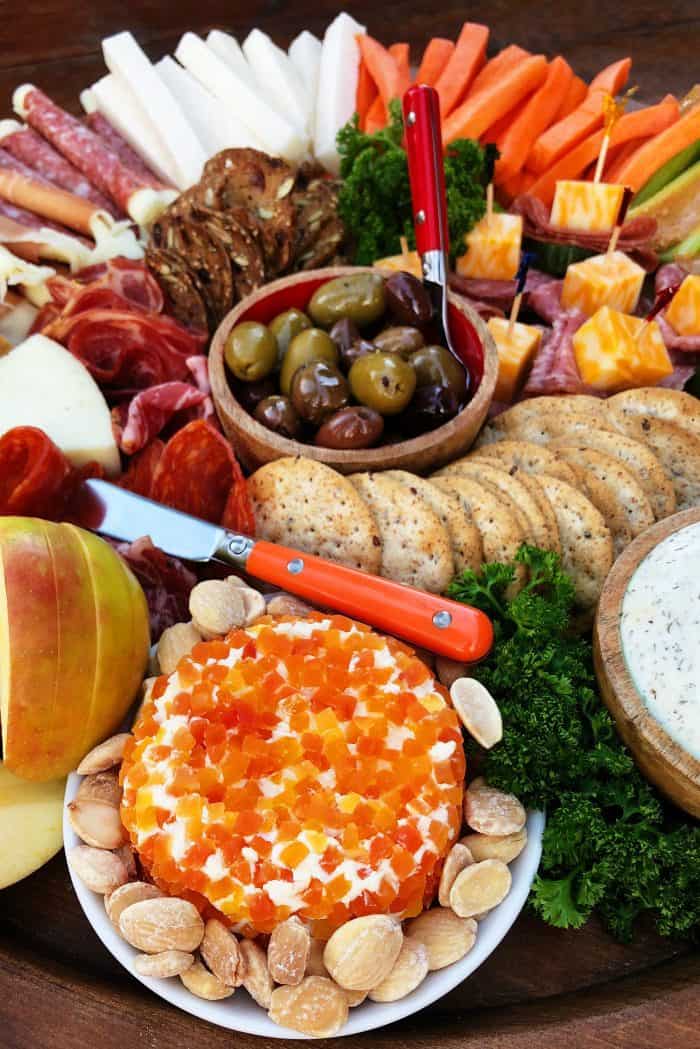 Holiday Kid-Friendly Charcuterie Board - cheese ball