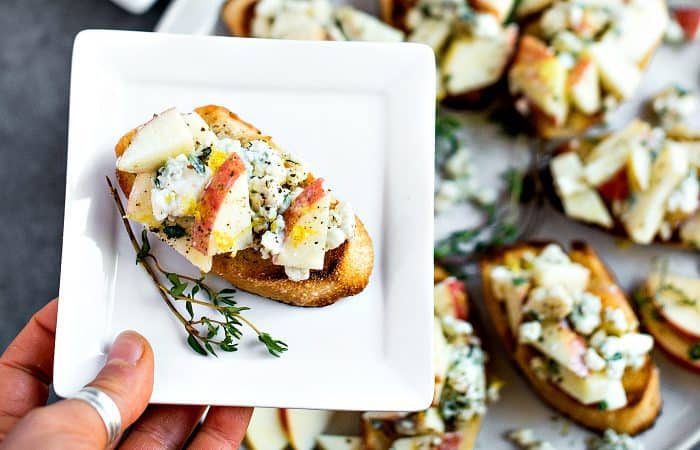 serving of Apple Blue Cheese Crostini Appetizer