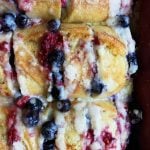 moist and fresh baked french toast with berries and mascarpone cheese