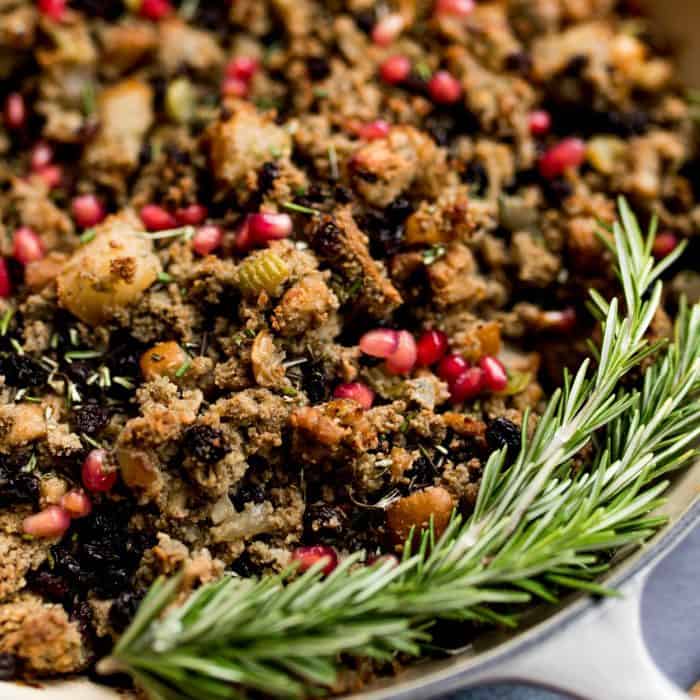 The BEST Blue Cornbread Asian Pear Sausage Stuffing