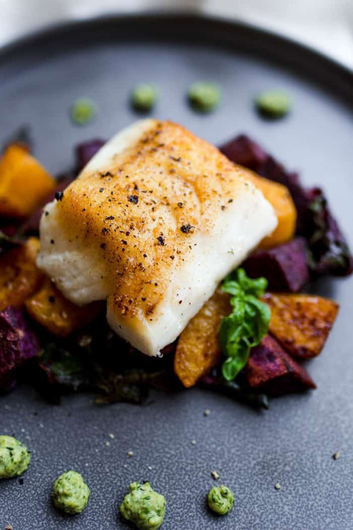 Cashew Pesto Seared Cod Fillets - Reluctant Entertainer