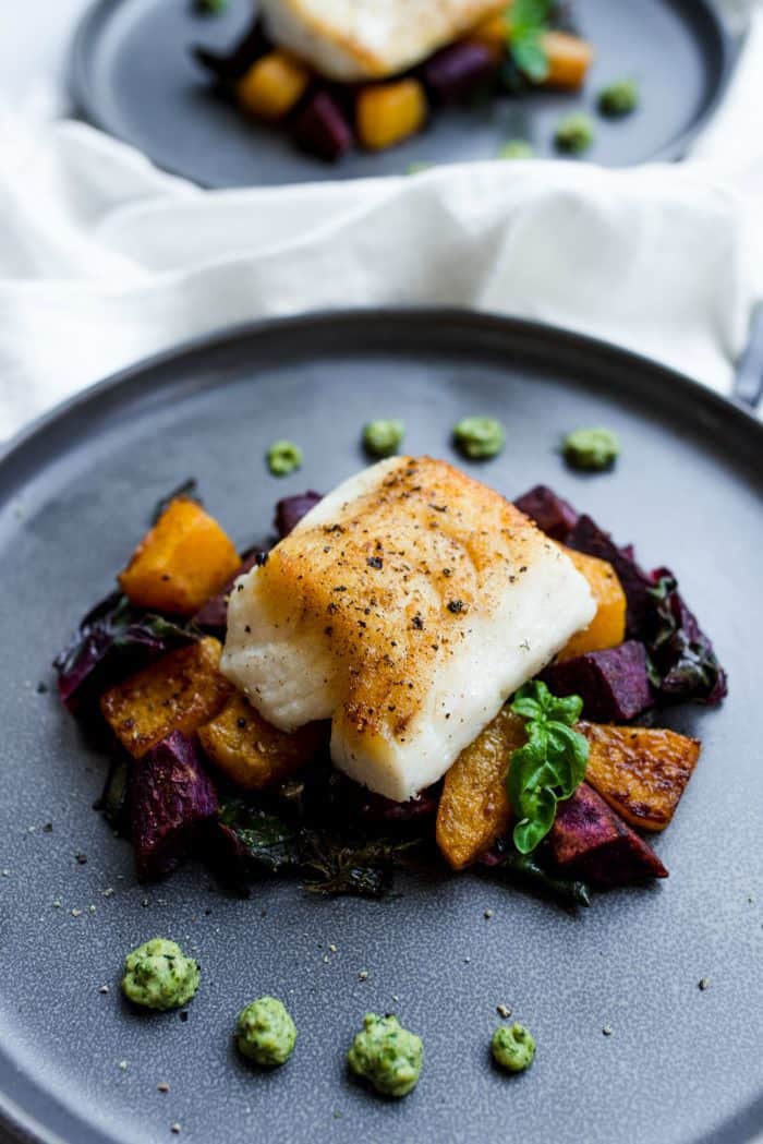 Cashew Pesto Seared Cod Fillets