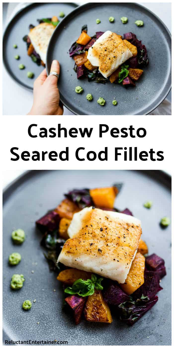 Cashew Pesto Seared Cod Fillets Recipe