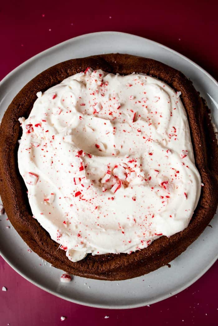 The BEST Flourless Chocolate Cake with Peppermint Whipped Cream
