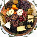 round charcuterie with winter foods