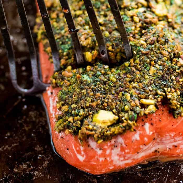 BEST Pistachio Lime Baked Salmon - how to