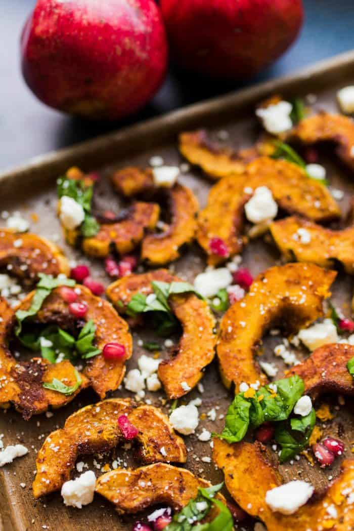 Baked Spicy Delicata Squash Salad with Feta