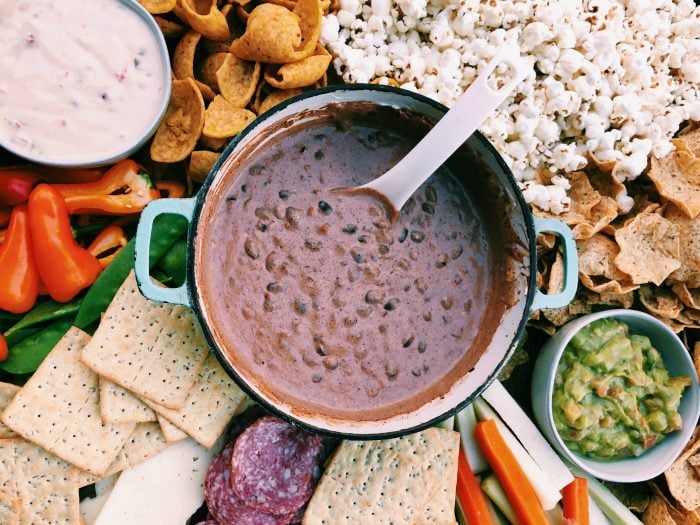 Game Day Charcuterie Board - black bean dip