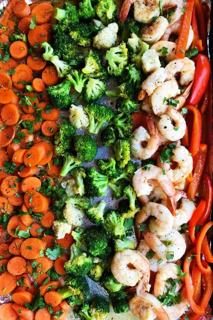 Ginger Shrimp Vegetables Sheet Pan Dinner