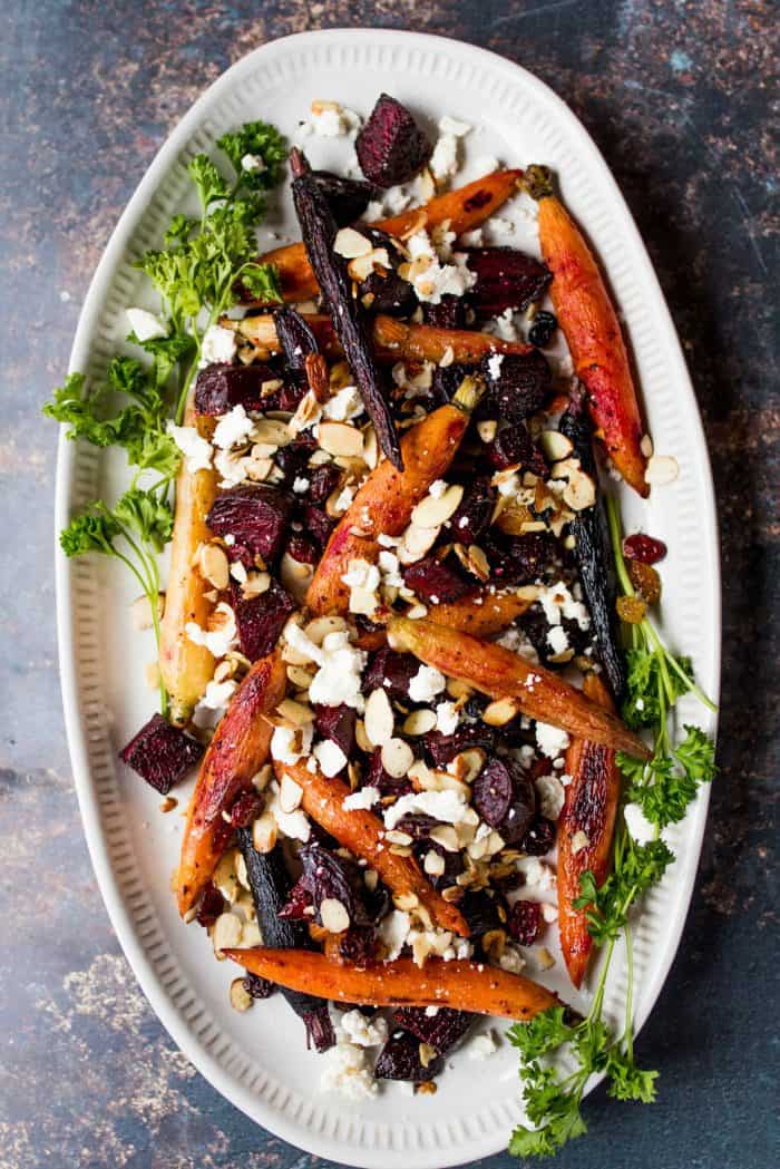 Roasted Vegetable Goat Cheese Raisin Side Dish - Reluctant ...