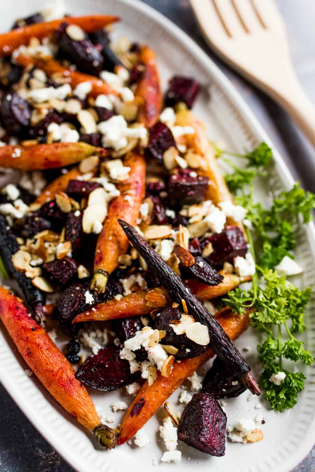 Roasted Vegetable Goat Cheese Raisin Side Dish - Reluctant Entertainer