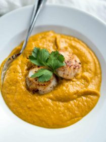 Seared Scallops Coconut Butternut Soup