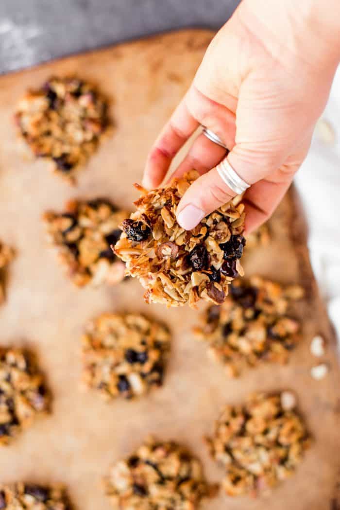 BEST Simple Almond Cranberry Crunch Cookies