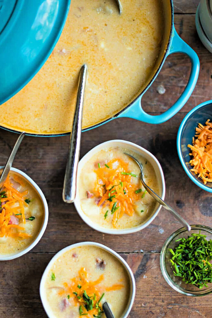 serving Baked Potato and Ham Soup recipe