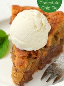 chocolate chip pie with vanilla ice cream