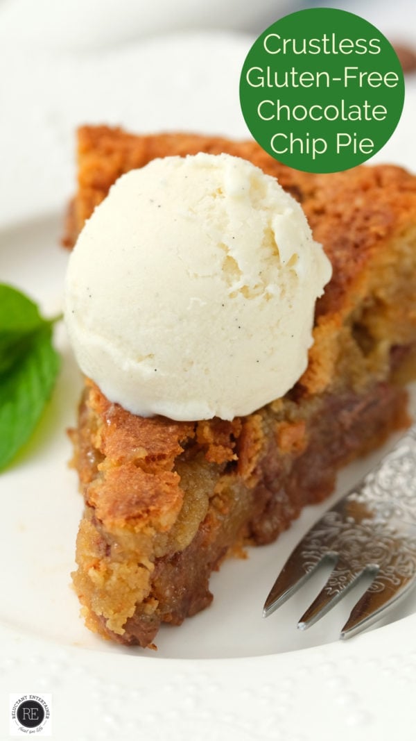 chocolate chip pie with vanilla ice cream