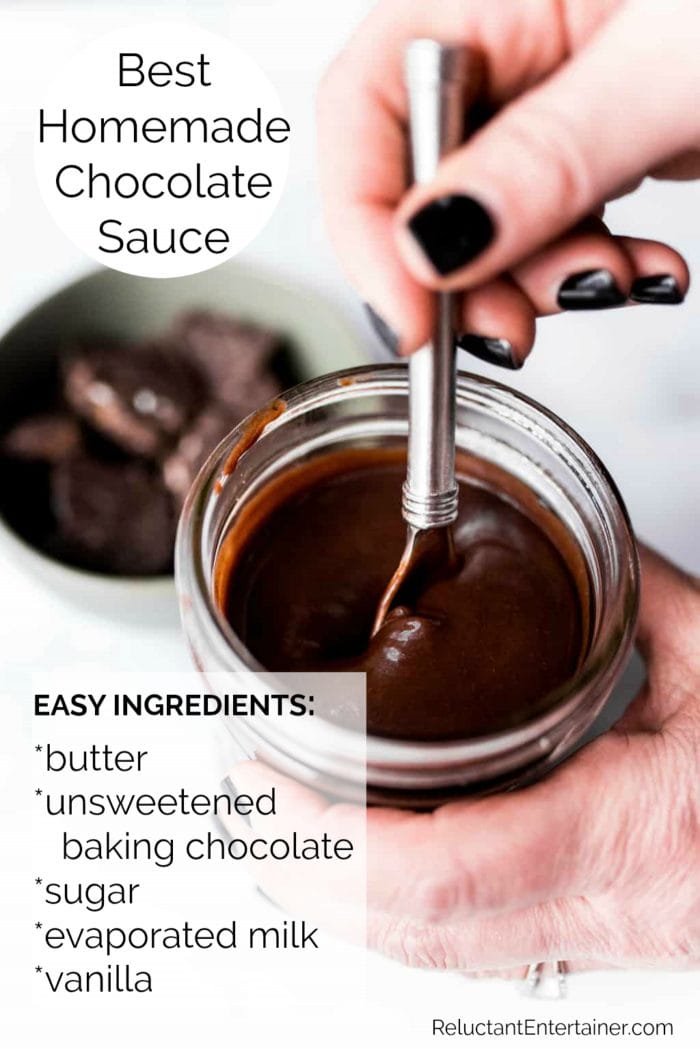jar of homemade chocolate sauce