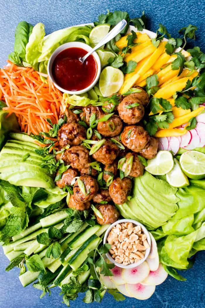 Meatball Chicken Lettuce Wraps Plate