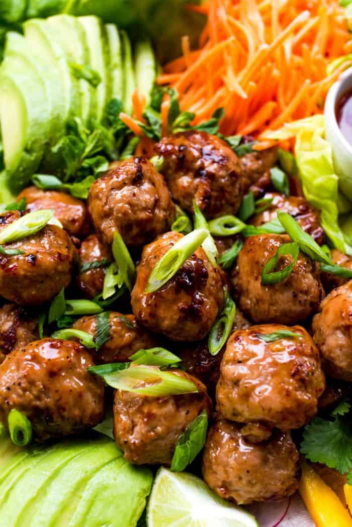 Meatball Chicken Lettuce Wraps Platter