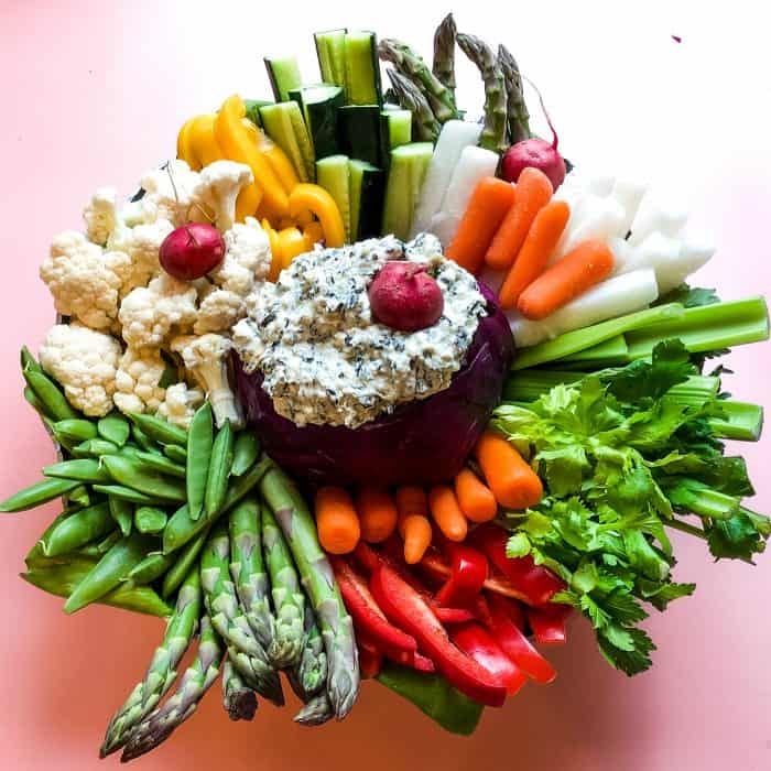 Hello Spring Spinach Dip Red Cabbage Bowl