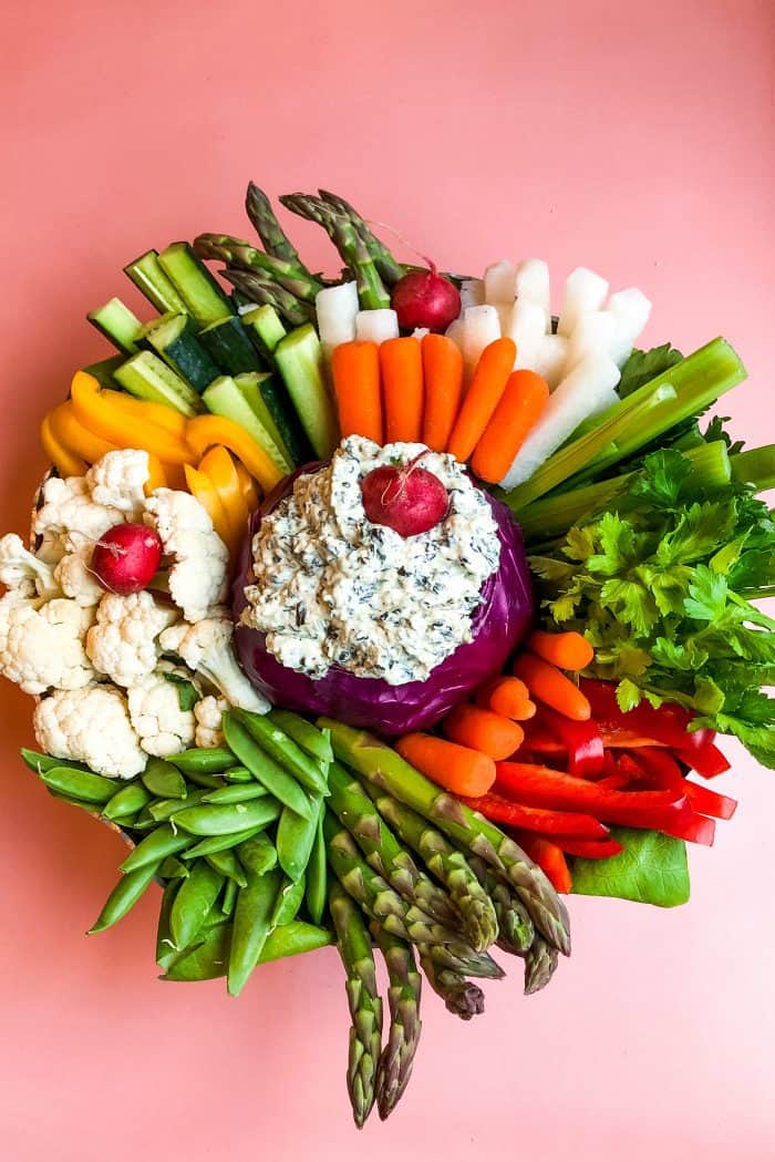 Spinach Dip Red Cabbage Bowl