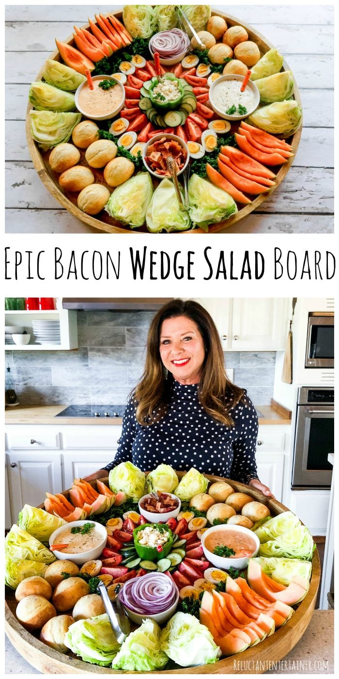 Epic Bacon Wedge Salad Board #epicsaladboard #epiccharcuterieboard #wedgesalad #wedgesaladboard