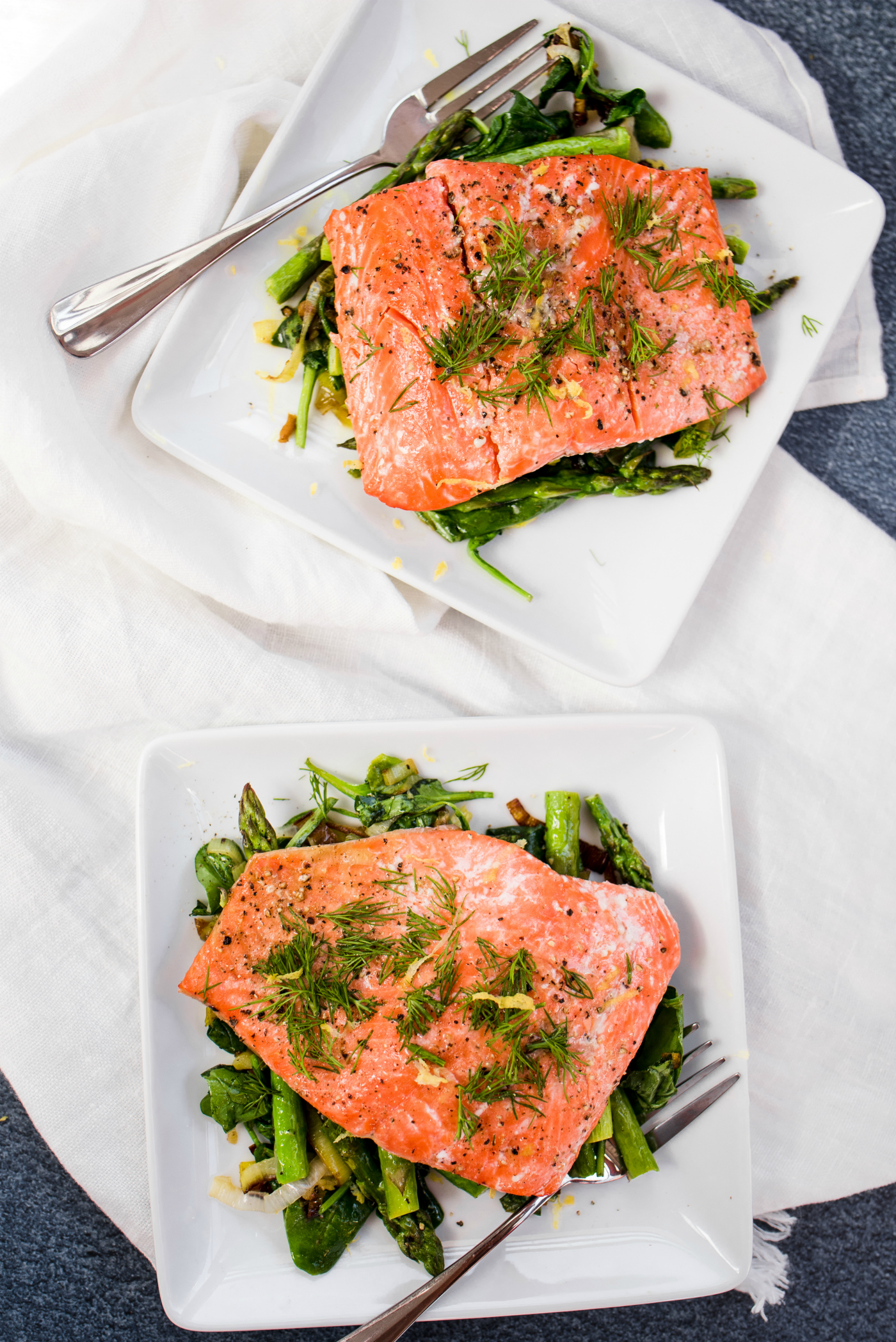 Salmon with Wilted Greens Recipe - Reluctant Entertainer