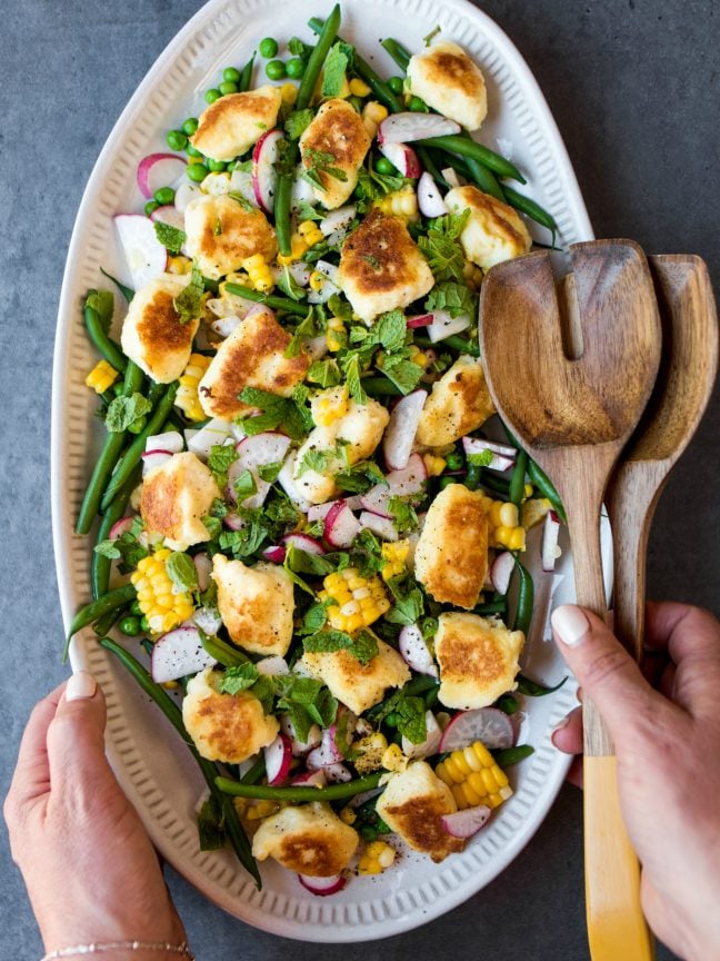 Summer Crispy Gnocchi Salad - Reluctant Entertainer