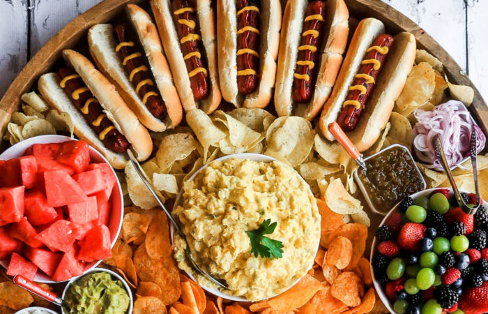 potato salad with hot dogs