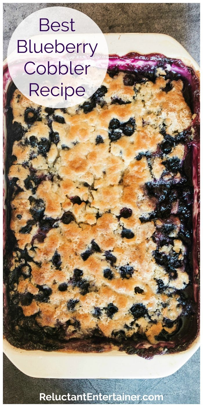 close up view of blueberry cobbler