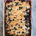 blueberry cobbler with a brown crusty topping