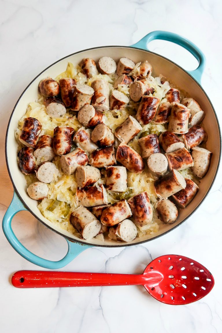 Trader Joe's Brats and Sauerkraut Reluctant Entertainer