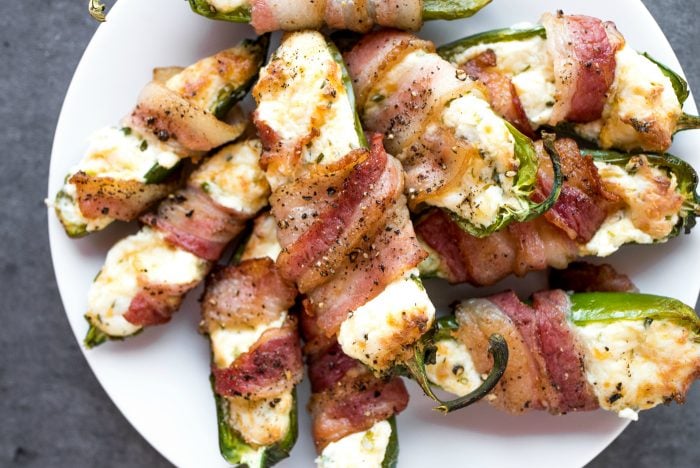 plate of Bacon-Wrapped Air Fryer Cheesy Poppers