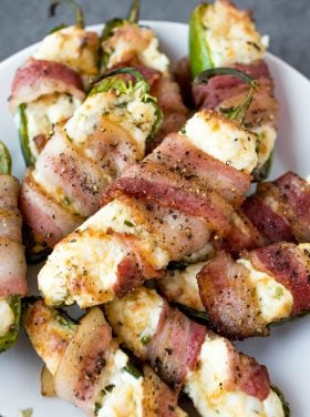 Air Fryer Cheesy Jalapeño Poppers wrapped in bacon