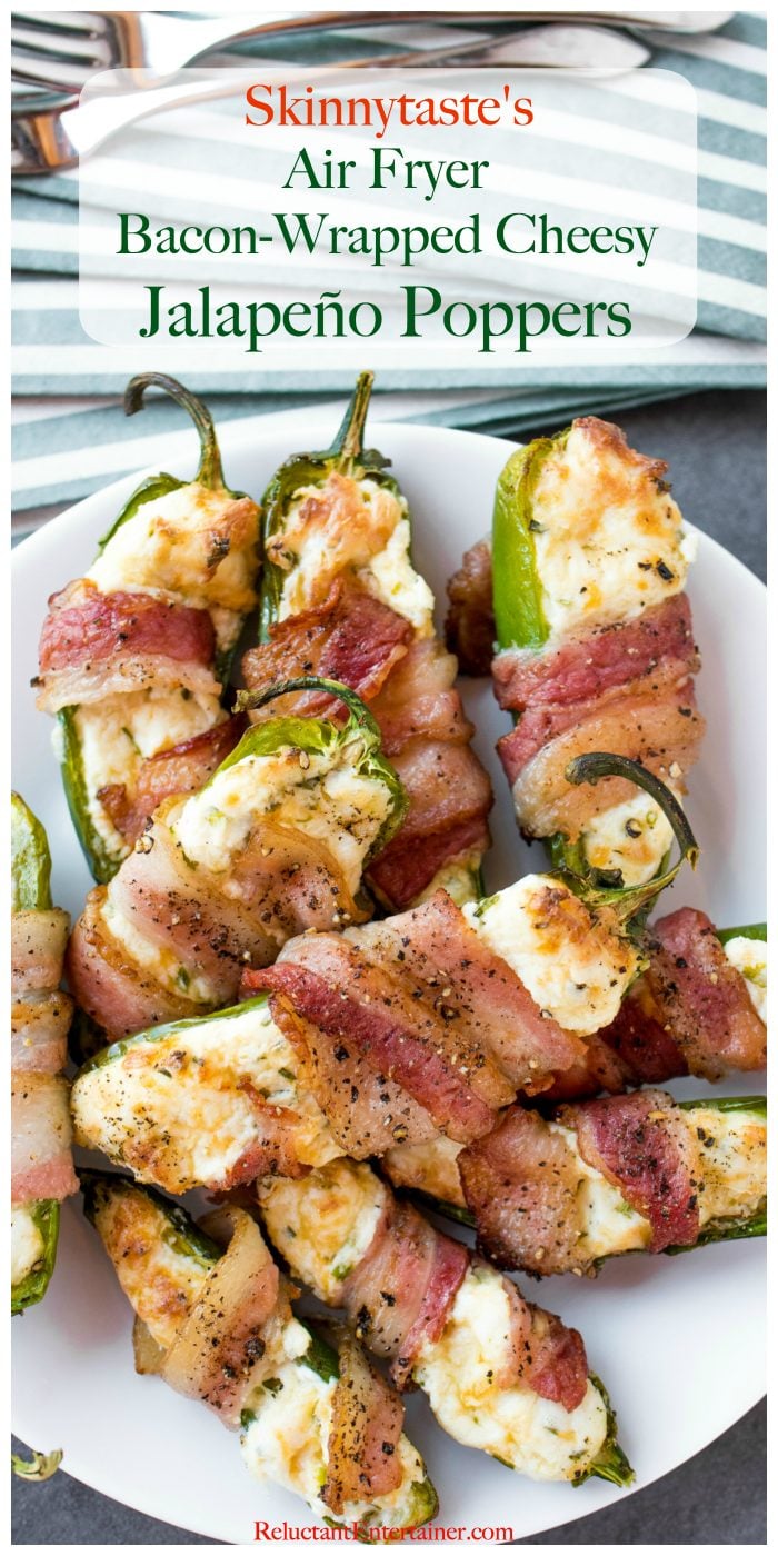 close up Bacon-Wrapped Air Fryer Cheesy Jalapeño Poppers on a plate