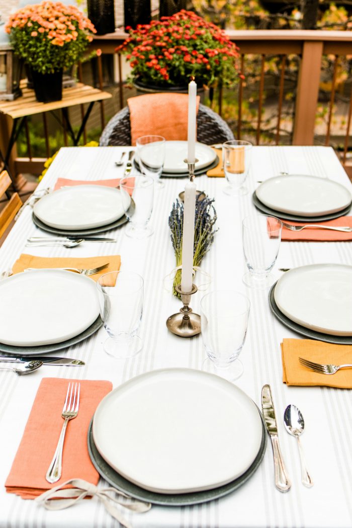 Set the table for fall - mums