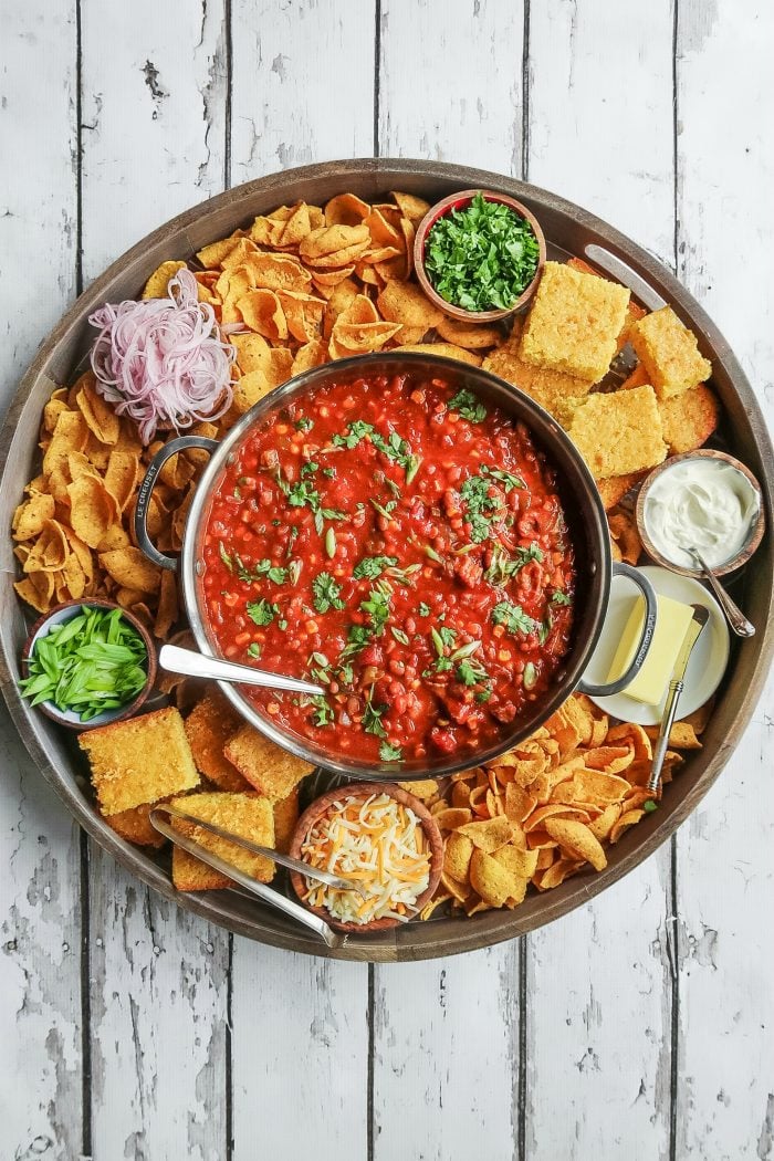 Make ahead EPIC Chili Dinner Board Recipe