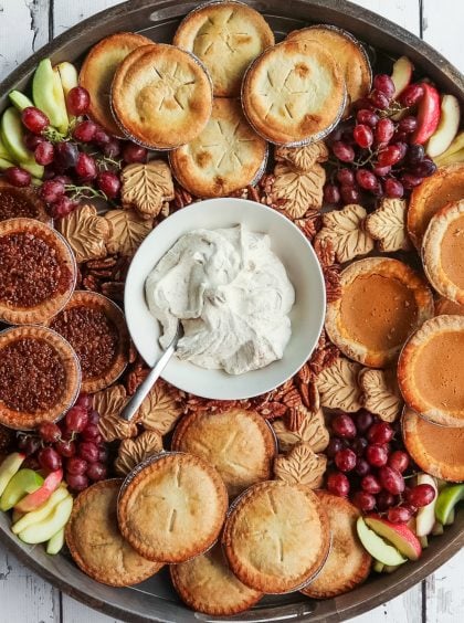 round board with mini fall pies