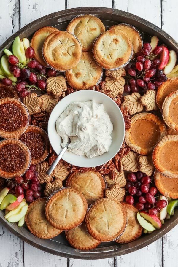 round board with mini fall pies