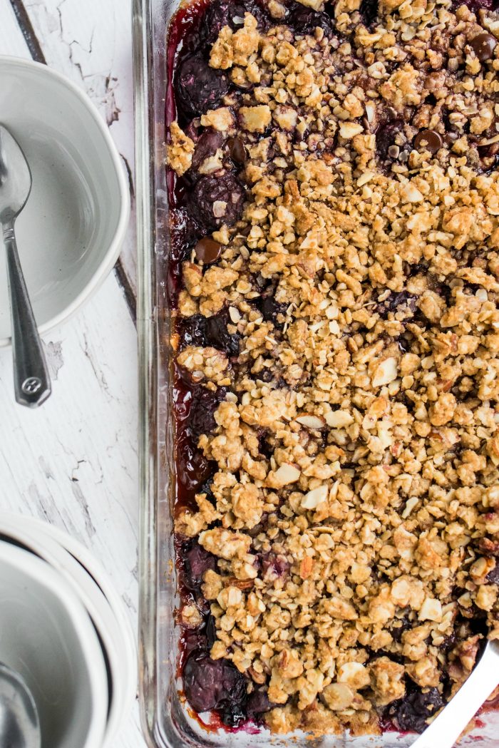 The Best Cherries and Chocolate Almond Crisp