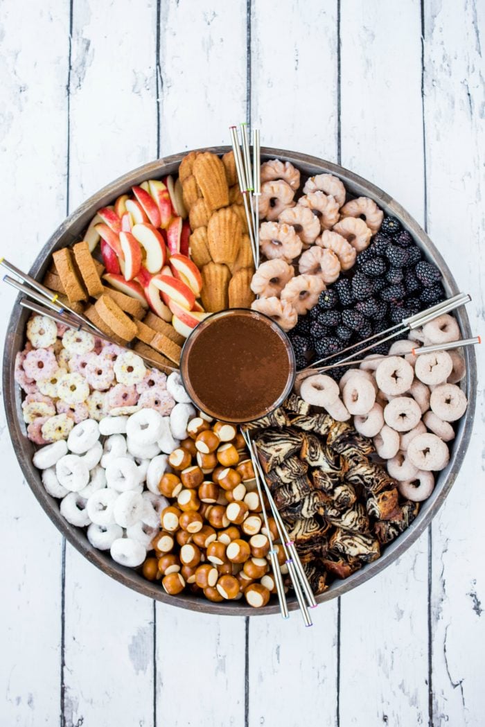 BEST Nutella Fondue Dip Dessert Board