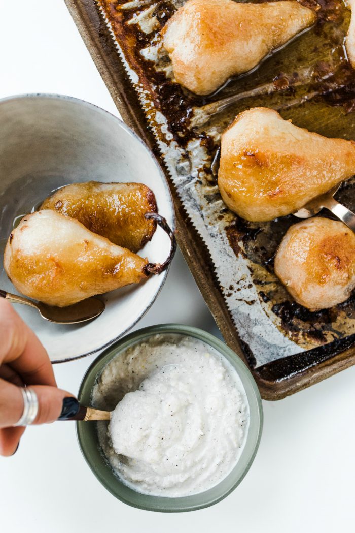 Easy Maple Baked Pears with Honey Ricotta