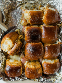 ham and cheese pesto sliders