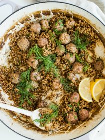 delish Mini Pork Meatballs with Farro