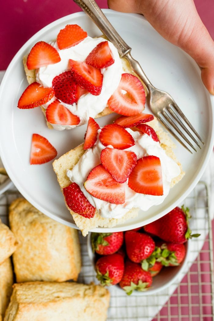 plate of strawberry shortcake