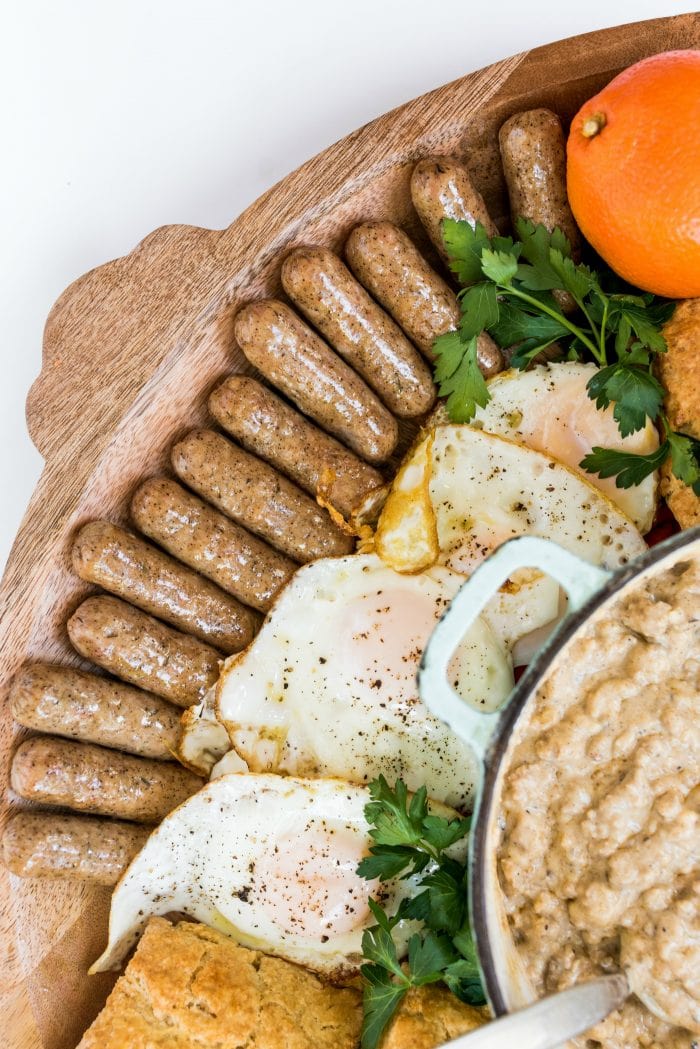 sausage links on a breakfast board