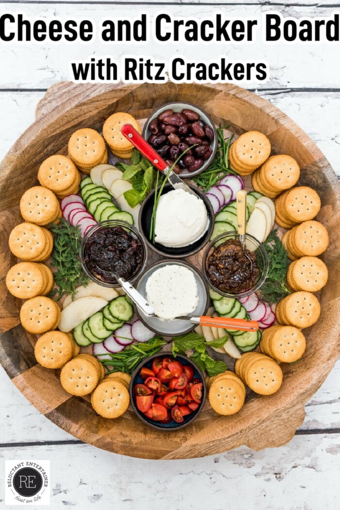 cheese and cracker board with Ritz Crackers