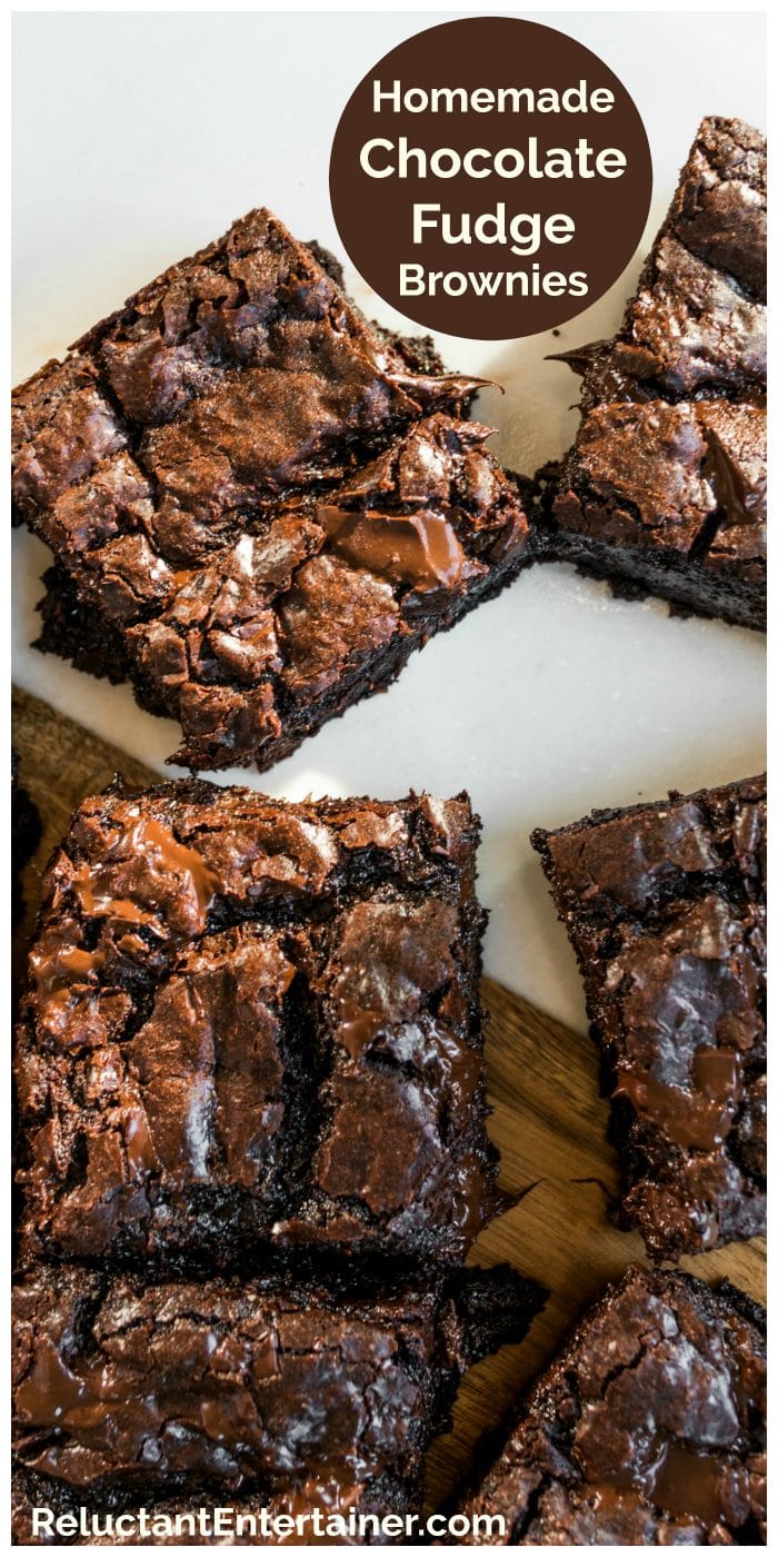 several Homemade Chocolate Fudge Brownies cut in squares