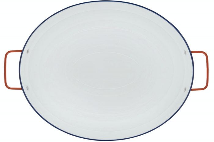 a large oval white serving tray